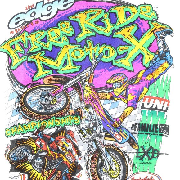 IRWINDALE SPEEDWAY EDGE SPORTS FREE RIDE MOTO-X CHAMPIONSHIP WHITE T-SHIRT SZ L - Picture 5 of 6